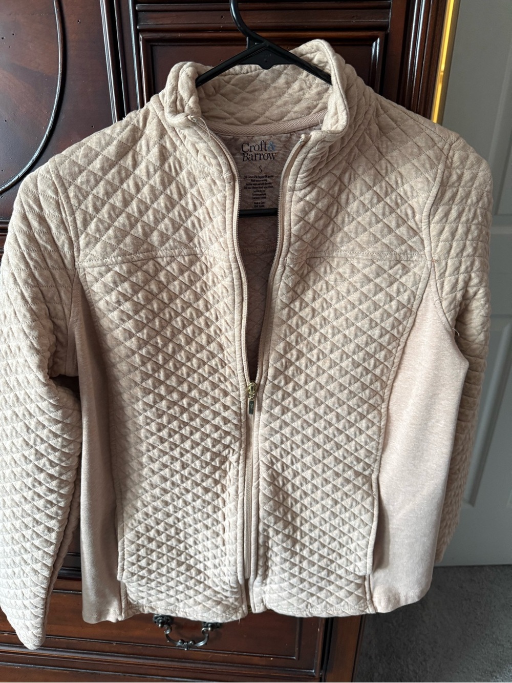 croft & barrow Quilted Full-Zip Jacket in Beige Size S